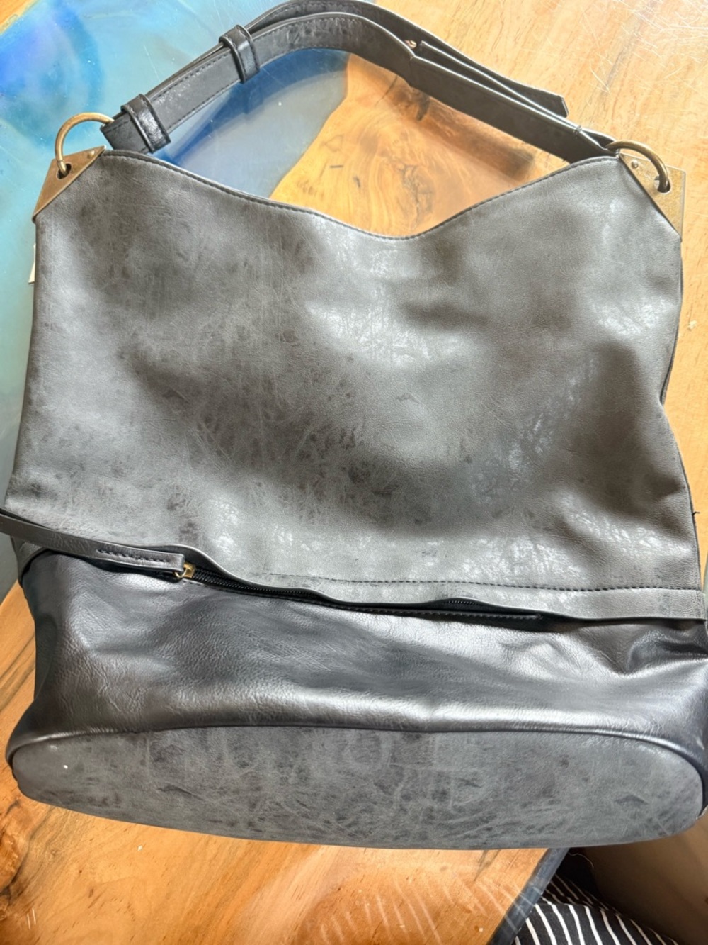 Joy Susan Black Two-Tone Hobo Shoulder Bag